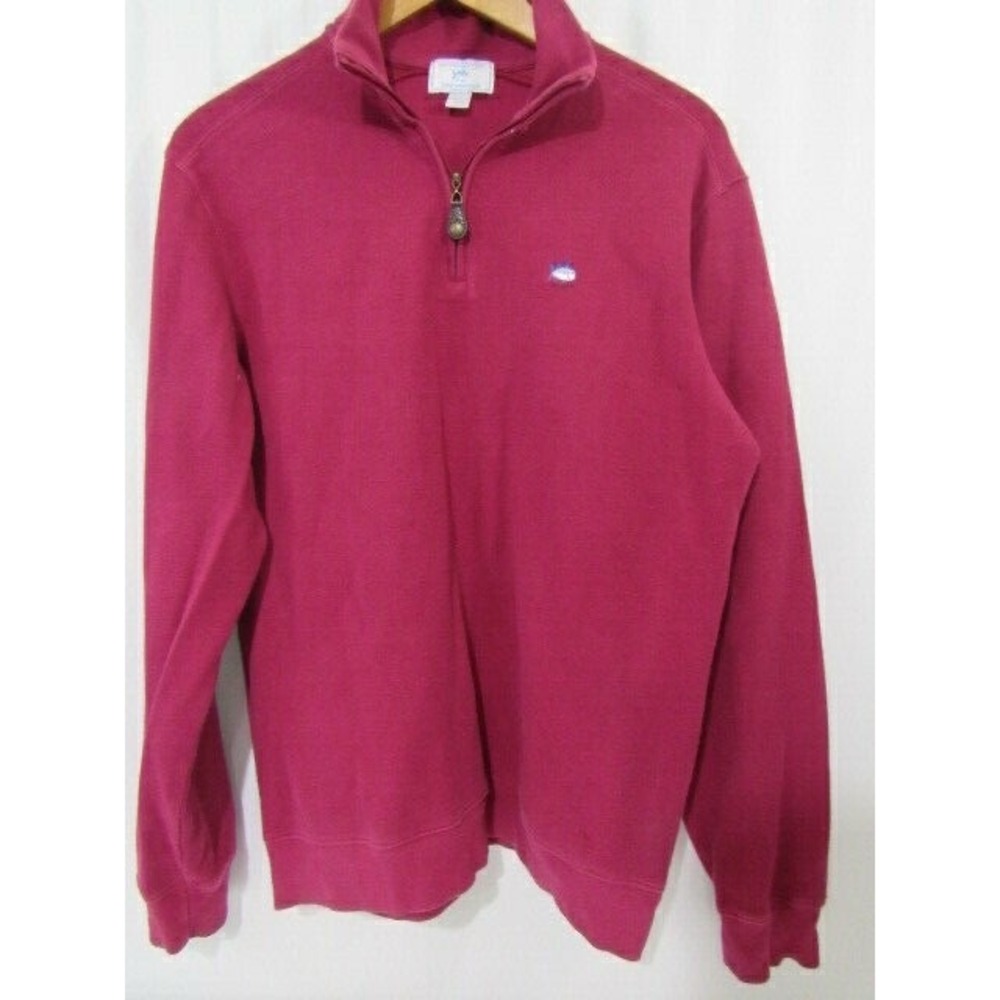 SOUTHERN TIDE Red Performance Cotton Pullover Skipjack Sweater 1/4 Zip  M